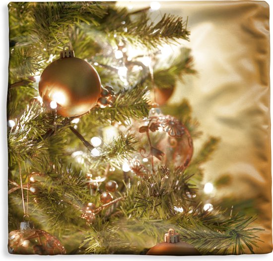 Housse de coussin 50x50 cm - Un sapin de Noël avec des boules de