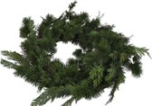 Kerstkrans met verlichting - Krans - Dennengroen - Kunstbloemen - voor buiten en binnen