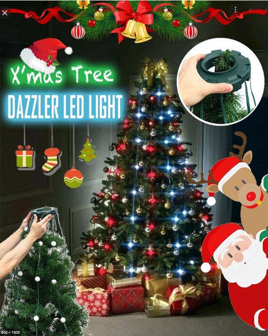 Tree Dazzler Kerstboom Led lampen RGB 64 Lampjes Lampjesgordijn
