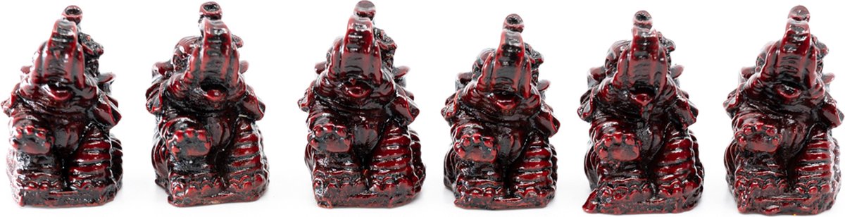 Ganesha Beeld Polyresin Rood – set van 6 – ca. 3 cm
