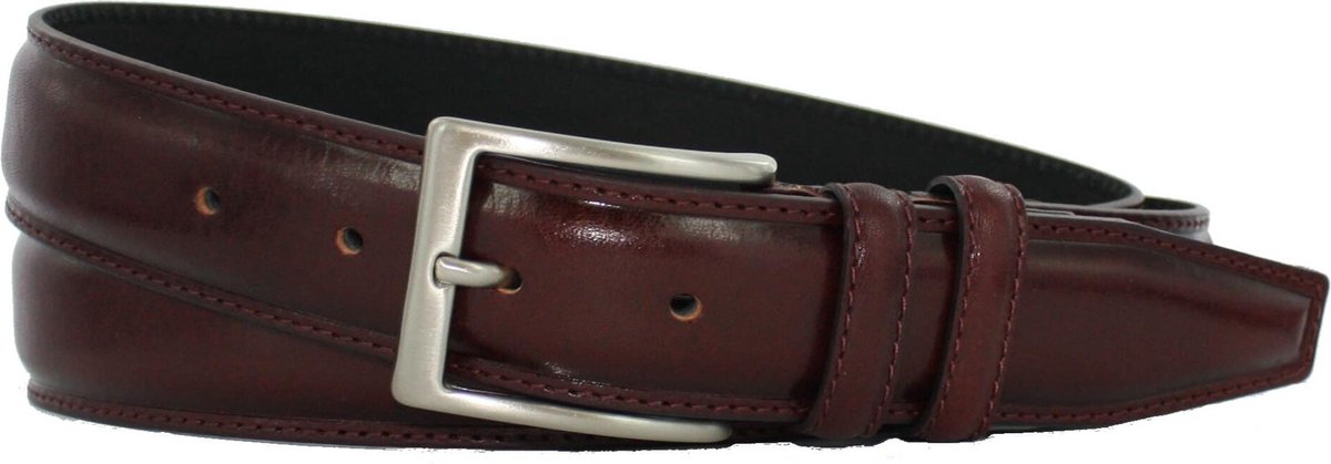 Leren Pantalon Riem | 3,5cm breed | Riemmaat: 105cm (totale lengte: 120cm) | 100% echt leer | Kleur: bordeaux | Nikkelvrije gesp