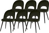 WAYS. – Matstoffen eetkamerstoelen – Groen – Elegant design - Houten poten – 6 stuks