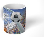 Mok - Koffiemok - Een illustratie van een keeper die de voetbal tegenhoudt - Jongetje - Meisjes - Kind - Mokken - 350 ML - Beker - Koffiemokken - Theemok