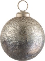 J-Line Kerstbal Antiek Glas Zilver/Grijs Small Set van 6 Stuks