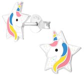 Joy|S - Zilveren eenhoorn oorbellen - ster - 9 mm - unicorn