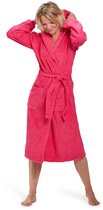 Peignoir femme rose fuchsia - coton éponge - capuche - taille L / XL