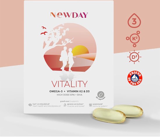 NewDay Vitality • Omega-3 • Vitamine D3 • Vitamine K2 • Visolie •  geproduceerd in | bol.com