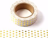 Witte washi tape met goudfolie bollen | 15mm x 10m