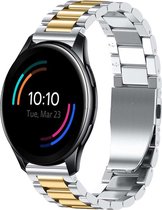Stalen Smartwatch bandje - Geschikt voor  OnePlus Watch stalen band - zilver/goud - Strap-it Horlogeband / Polsband / Armband