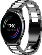Stalen Smartwatch bandje - Geschikt voor  OnePlus Watch stalen band - zwart/zilver - Strap-it Horlogeband / Polsband / Armband