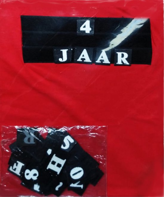 T-shirt - Tekst - Klittenband - Rood - mt.128