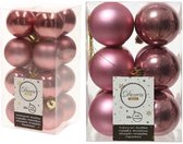 Kerstversiering kunststof kerstballen oud roze 4-6 cm pakket van 40x stuks - Kerstboomversiering
