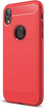 Mobiq - Hybrid Carbon Case iPhone XR - rood