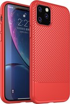 Mobiq - Carbon Look iPhone 11 Pro Hoesje - rood