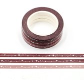 Bruine washi tape met zilverfolie sterren | 5mm - 10m | x3 rollen