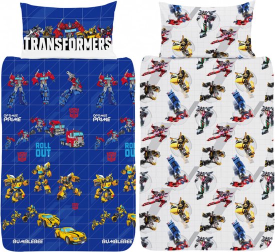 dekbedovertrek Transformers - simple - Couette Transformer - bleu / blanc