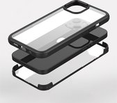 iPhone 13 Mini Full Body Hoesje met Glazen Screenprotector - 360 graden bescherming voor je iPhone 13 Mini - Voor- en achterkant van glas - Mobiq Rugged 360 Case iPhone 13 Mini zwa