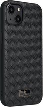 Mobiq - Leather Texture Hoesje iPhone 13 Pro - zwart woven