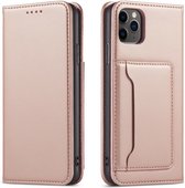 iPhone 13 Pro Wallet Hoesje met Magneetsluiting - Telefoonhoesje met vakjes voor pasjes - Ingebouwde Standaard - Mobiq Magnetic Fashion Wallet Case iPhone 13 Pro roze
