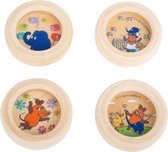Set van 4 houten geduldspelletjes met balletjes (rond, patience ball game dieren) met olifant en muis "die Maus" (uitdeelcadeau / traktatie / hebbedingetje) voor kinderen