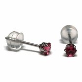 Aramat jewels ® - Zirkonia Zweerknopjes rond 3mm oorbellen donker roze chirurgisch staal