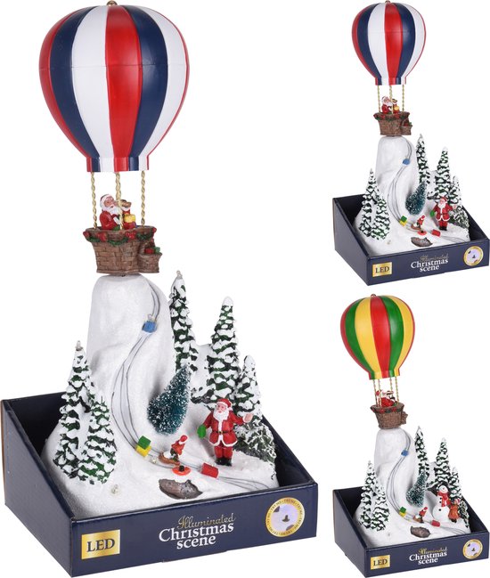 Décoration De Noël En Acrylique : Pendentif Père Noël En Montgolfière Pour Fenêtre, Balcon, Sapin