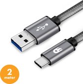 Drivv. USB C naar USB Kabel - Fast Charge / Snellader - USB C Data en Oplaadkabel - 2 meter - O.a. Samsung, iPhone 15 & Meer - Space Grey - Vaderdag Cadeau
