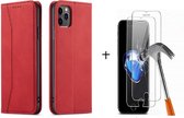 GSMNed – Luxe iPhone 11 Pro Max Rood – hoogwaardig Leren Pu Hoesje – iPhone 11 Pro Max Rood – Design – Met briefgeld vakje – Met Screenprotector