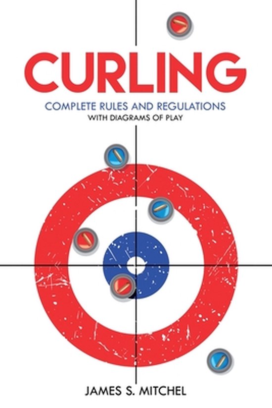 Livre 'Curling: Complete Rules and Regulations with Diagrams of Play' avec une image d'une piste de curling.