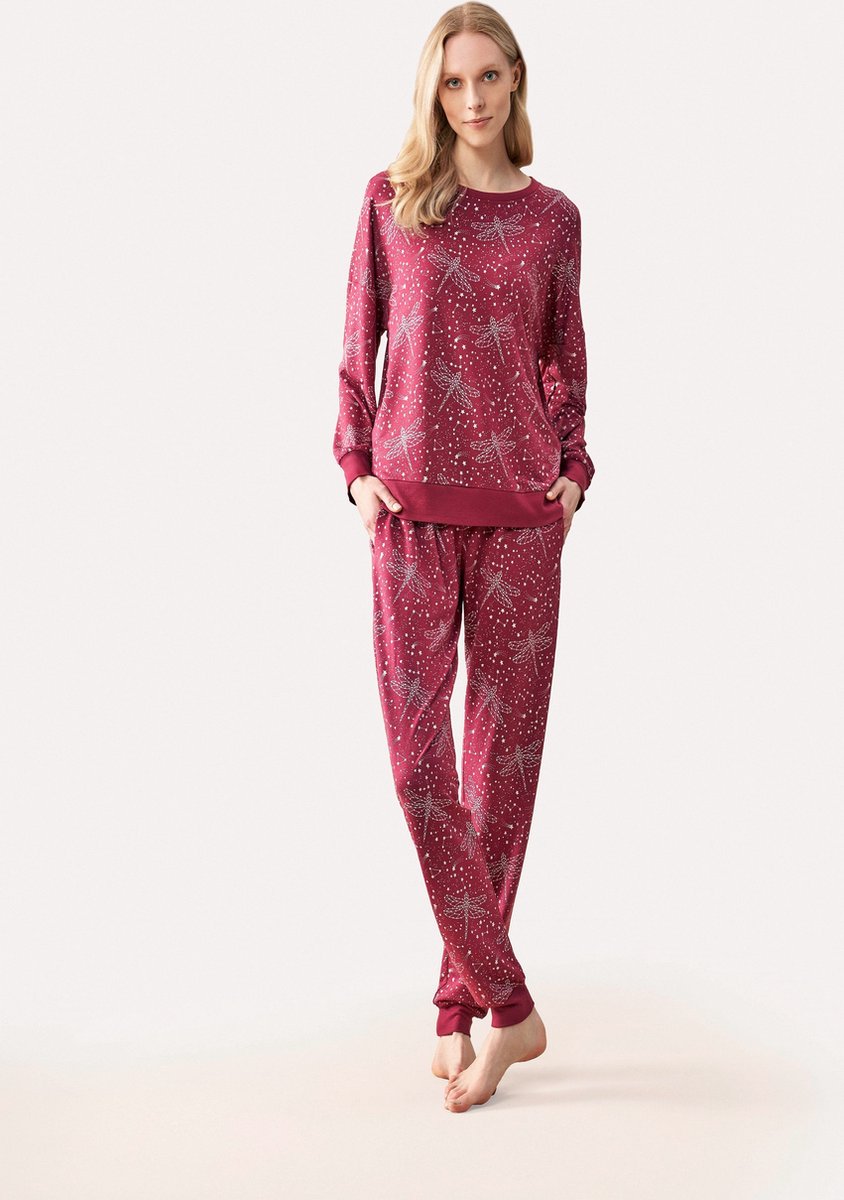 Feyza - Pyjama Set Voor Dames, Lange Mouwen, Kastanjebruin - L