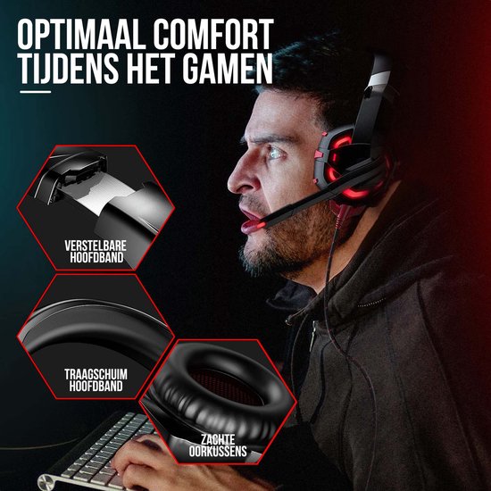 Strex Gaming Headset met Microfoon Rood - PC + PS4 + PS5 + Xbox One + Xbox Series - Strex