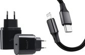 usb c adapter - usb c oplader - oplader usb c 25W - usb c adapter met Lightning naar USB-C kabel Ntech (1 meter Zwart) Geschikt voor iPhone 13 / iPhone 13 Pro / iPhone 13 Pro Max /