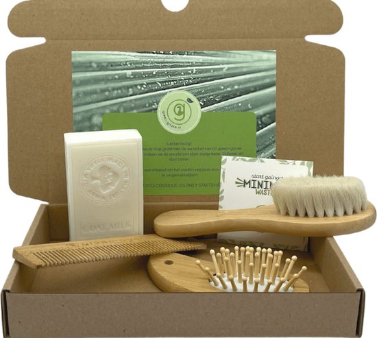 green-goose® Baby Bamboe Pakket | Baby Haarverzorging en Baby Geitenmelk Zeep | Duurzaam | Baby Borstels | Baby Kam