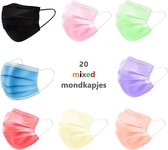 20 Regenboog Kleuren Mondkapjes | Gemengde Gemixte Kleuren Wegwerp Mondmaskers | Rood | Geel | Paars | Oranje | Groen | Roze | Blauw | Zwart | Grijs | Wit