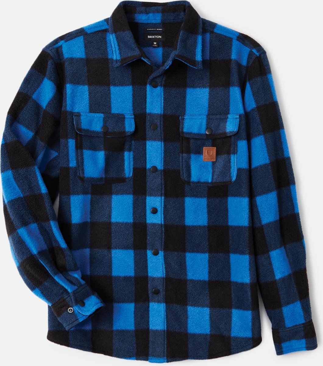 BOWERY L/S ARCTIC STRETCH FLEE geruit S Blauw