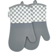 Kitchen4you ovenwanten - luxe ovenwanten - bbq handschoenen - ovenhandschoenen - grijs - siliconen - katoen