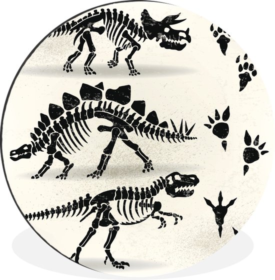 Une illustration des os de dinosaures Cercle mural aluminium ⌀ 90 cm - impression photo sur cercle mural / cercle vivant / cercle de jardin (décoration murale)