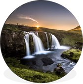 Wall Circle - Wall Circle - Islande - Cascade - Soleil - Aluminium - Dibond - 120x120 cm - Intérieur et Extérieur XXL