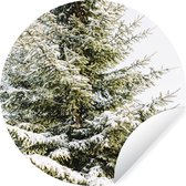 WallCircle - Stickers muraux - Cercle Papier Peint - Hiver - Arbre - Neige - 120x120 cm - Cercle Mural - Auto Adhésif - Sticker Papier Peint Rond XXL