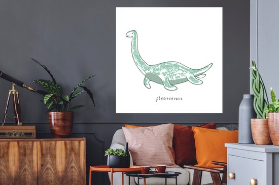 Muurstickers - Sticker Folie - Kinderkamer - Dinosaurus - Plesiosaurus - Jongetje - Meiden - Kids - 100x100 cm - Plakfolie - Muurstickers Kinderkamer - Zelfklevend Behang XXL - Zelfklevend behangpapier - Stickerfolie