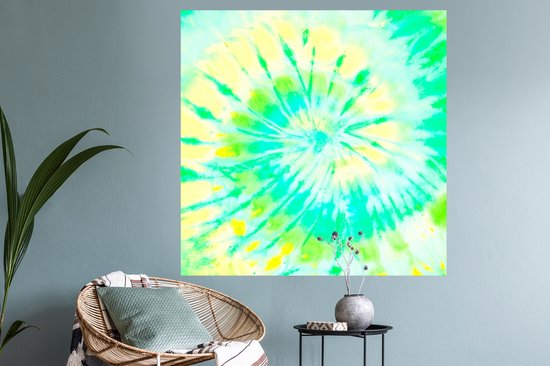 Stickers Stickers muraux - Été - Tie dye - Jaune - 120x120 cm - Feuille adhésive XXL