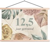 Posterhanger incl. Poster - Schoolplaat - 12,5 jaar getrouwd - Quotes - Jubileum - Spreuken - 150x100 cm - Blanke latten