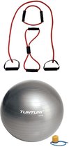 Tunturi - Fitness Set - Tubing Set Rood - Gymball Zilver 90 cm