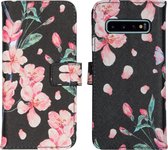 iMoshion Design Softcase Book Case Samsung Galaxy S10 hoesje - Blossom Watercolor Black