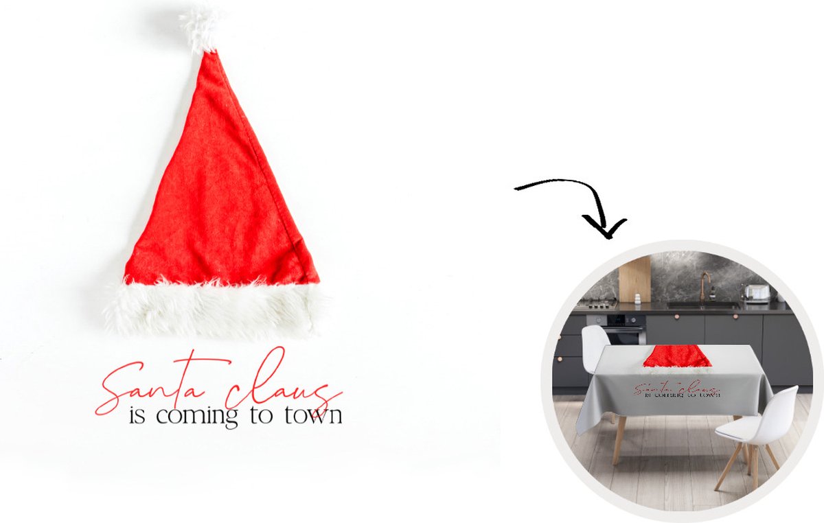 Kerst Tafelkleed - Kerstmis Decoratie - Tafellaken - Winter - Kerstmuts - Quote - 100x100 cm - Kerstmis Versiering