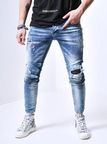 XWAY JEANS - HEREN JEANS MET SCHEUREN- SPIJKERBROEK - SLIM FIT - PREMIUM STREET FASHION - BLAUW