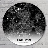 Muurcirkel ⌀ 80 cm - Muurcirkel Eindhoven – Printmijnstad zwart - Kunststof Forex - Wereldkaarten - Rond Schilderij - Wandcirkel - Wanddecoratie