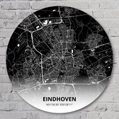 Muurcirkel ⌀ 50 cm - Muurcirkel Eindhoven – Printmijnstad zwart - Aluminium Dibond - Wereldkaarten - Rond Schilderij - Wandcirkel - Wanddecoratie