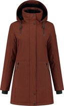Travelin' Jack Lova - Lange Dames Parka - Jas met Teddy voering - Donkerrood - Maat 36