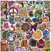 Stickers geschikt voor muur, laptop en telefoon - 50 stuks - Regenboog Hippie Stickers